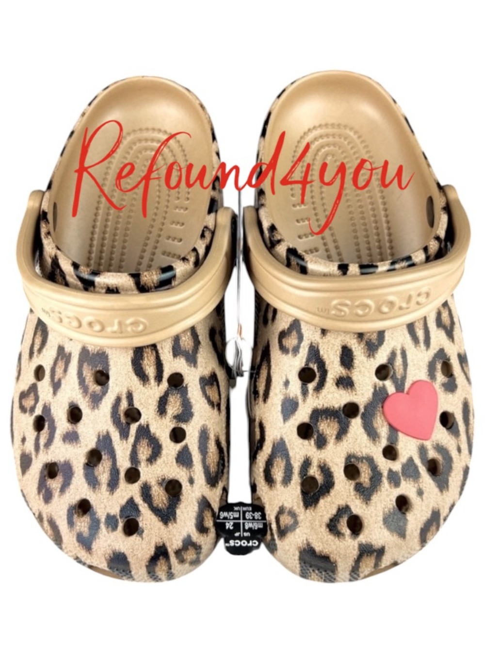 CROCS - ‘Leopard & Heart’ Classic Clog. Woman SZ: Various. NWT Firm!
